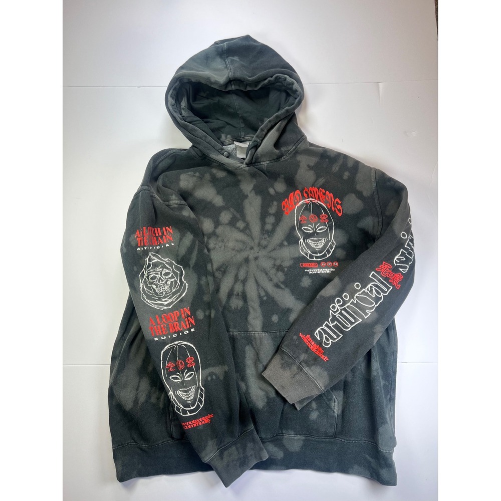 Bad Omens Artificial Hoodie Mens XL Black Tie Dye Graphic Band Merch Suicide